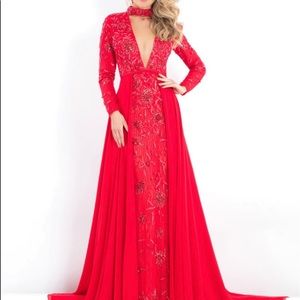 Rachel Allan red beaded gown size 4